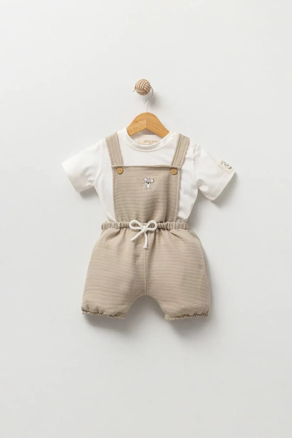 Ensemble bébé garçon salopette en mousseline brodée koala