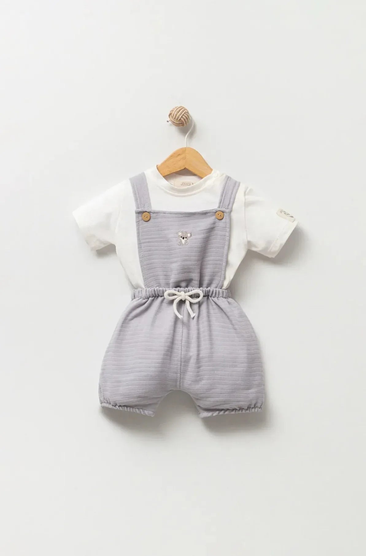 Ensemble bébé garçon salopette en mousseline brodée koala - Justyol