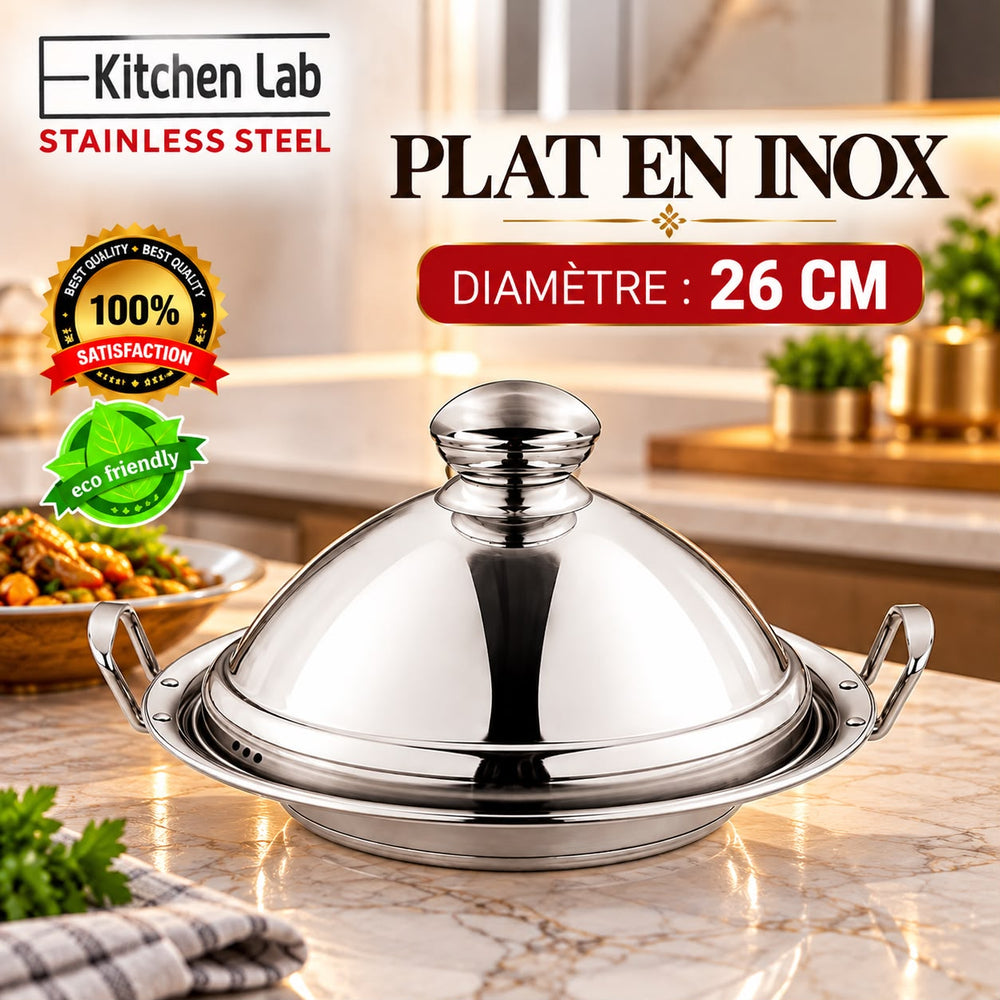 TAJINE EN INOX AVEC BRAS 26CM