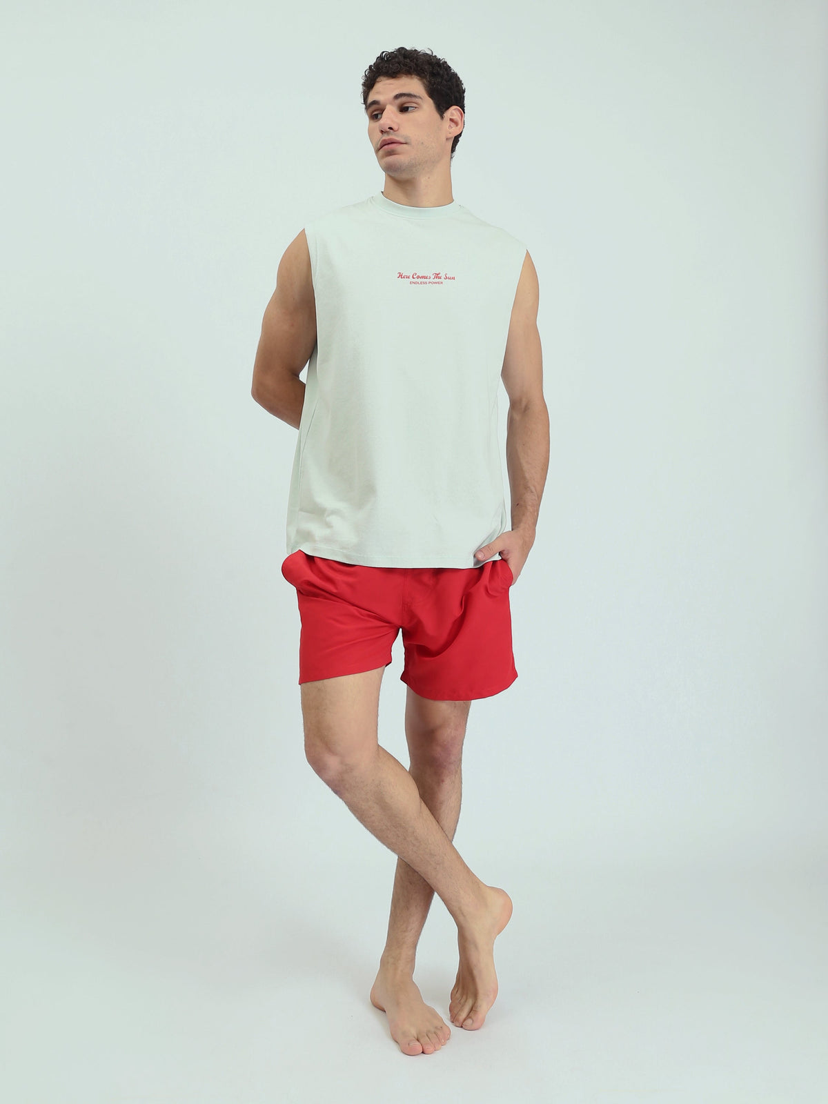 T-shirt homme sans manches avec imprimé au dos moderne – coupe confortable – TNK25SPRO20480TM1