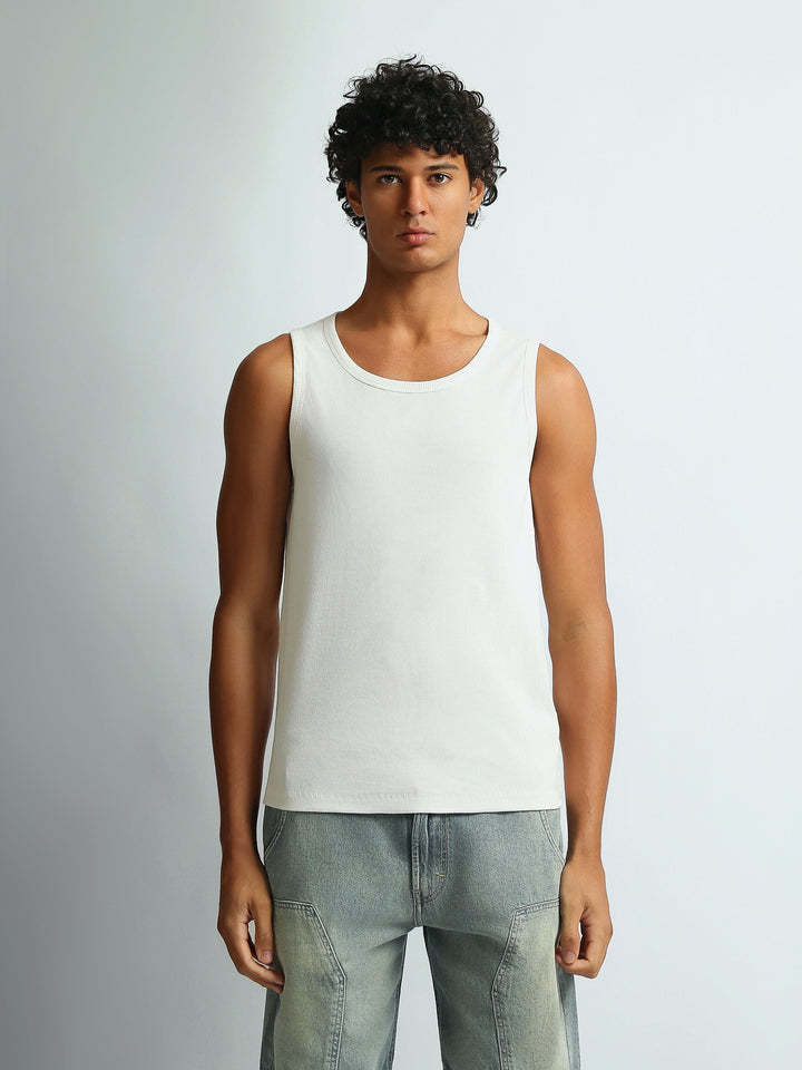 تيشيرت رجالي بدون أكمام مضلع بقصة Regular Fit - TNK26S20800001TM1