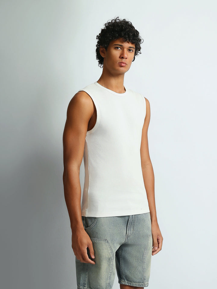 تيشيرت رجالي بدون أكمام بقصة Regular Fit وياقة دائرية - TNK26S20800002TM1