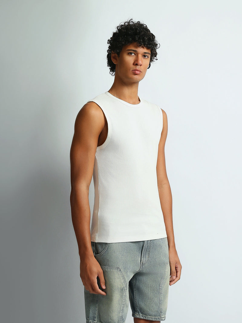تيشيرت رجالي بدون أكمام بقصة Regular Fit وياقة دائرية - TNK26S20800002TM1
