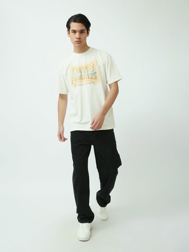 T-shirt homme off-white avec imprimé "PROGRESS" – Style motivant et moderne - TSH25SPRO20405TM1