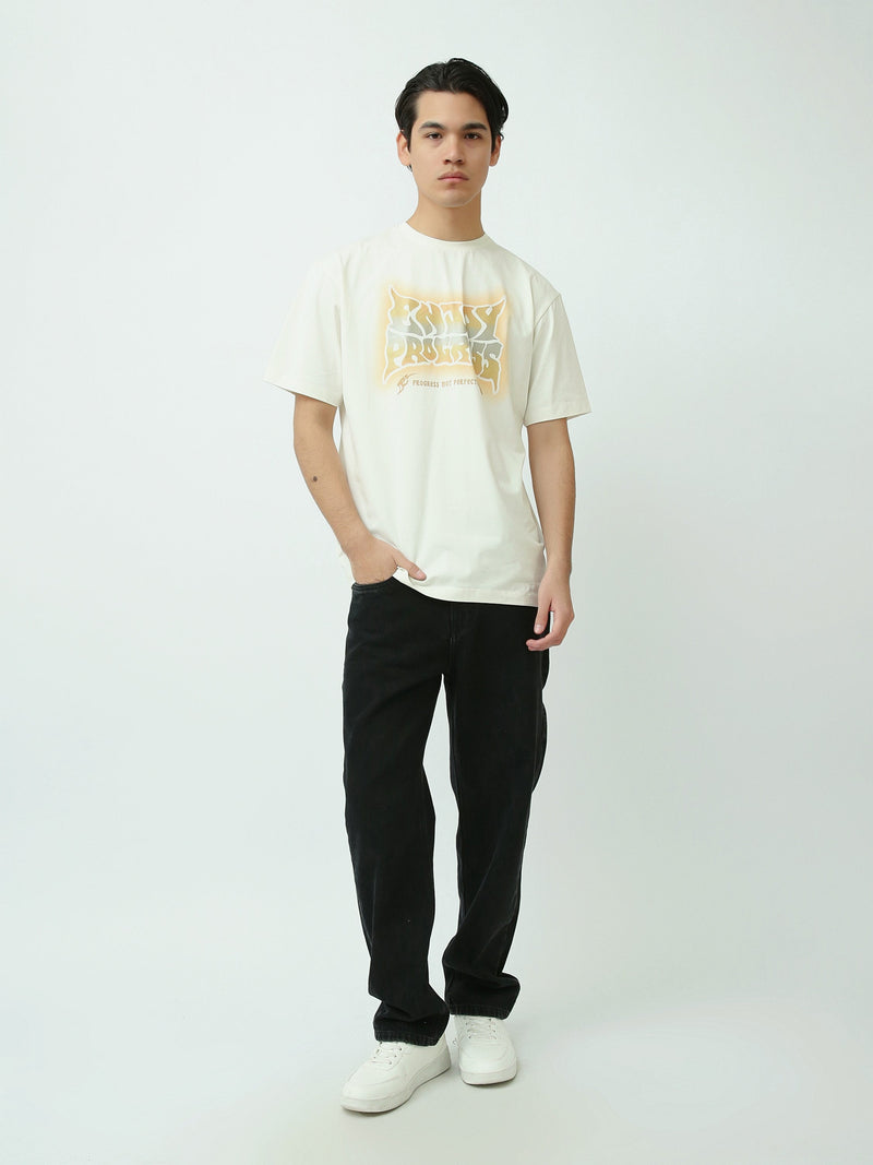 T-shirt homme off-white avec imprimé "PROGRESS" – Style motivant et moderne - TSH25SPRO20405TM1