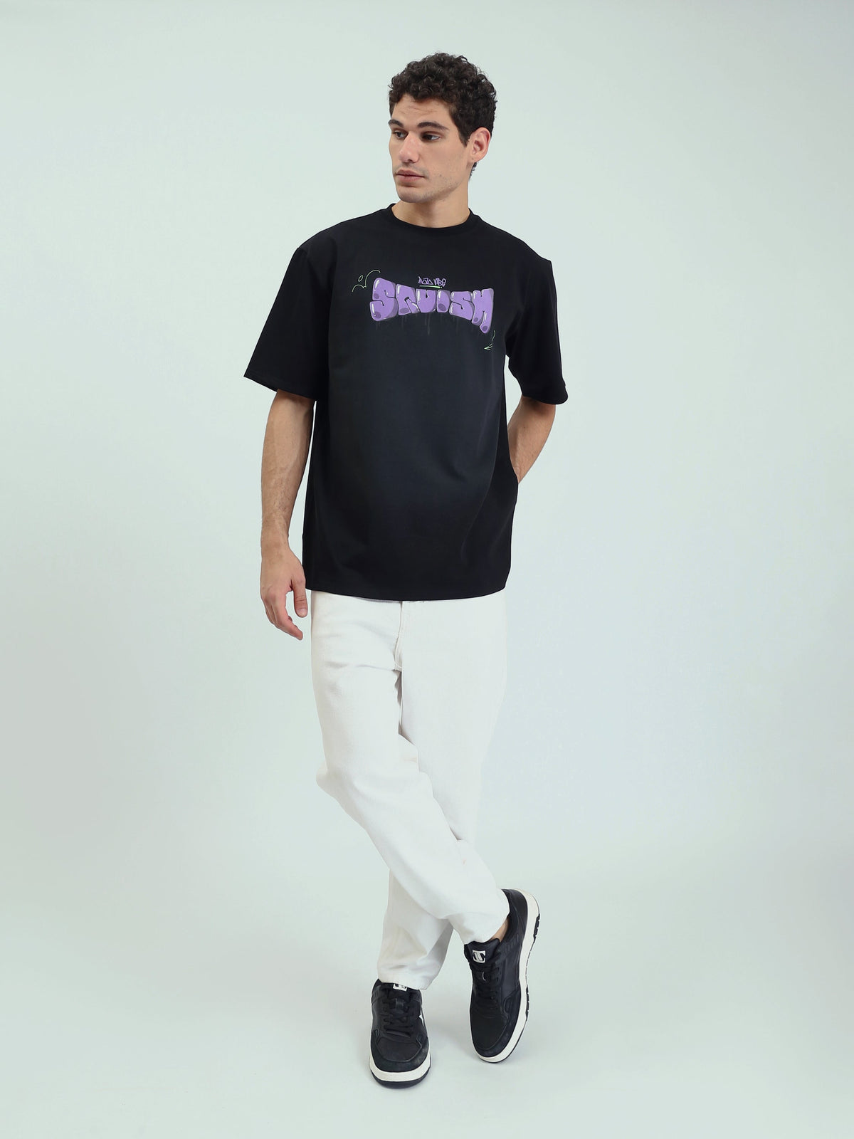 T-Shirt Oversize Homme à Imprimé Graffiti Streetwear - TSH25SPRO20491TM1