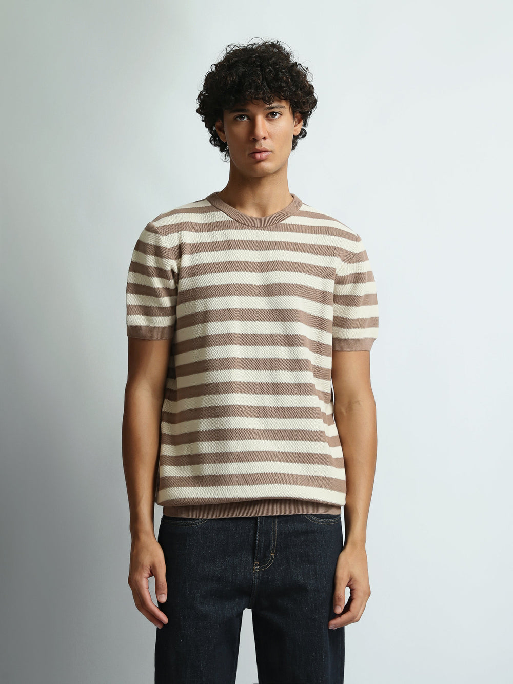 T-Shirt Homme Regular Fit en Maille à Rayures - TSH26SKRS20005TM1