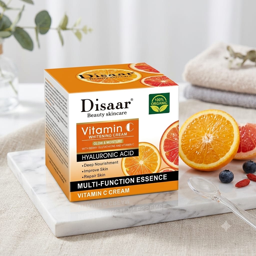 Crème Blanchissante Pour La Peau À La Vitamine C 50G - Crème Hydratante et Antitaches - Unifie et Illumine le Teint - Tous Types de Peaux