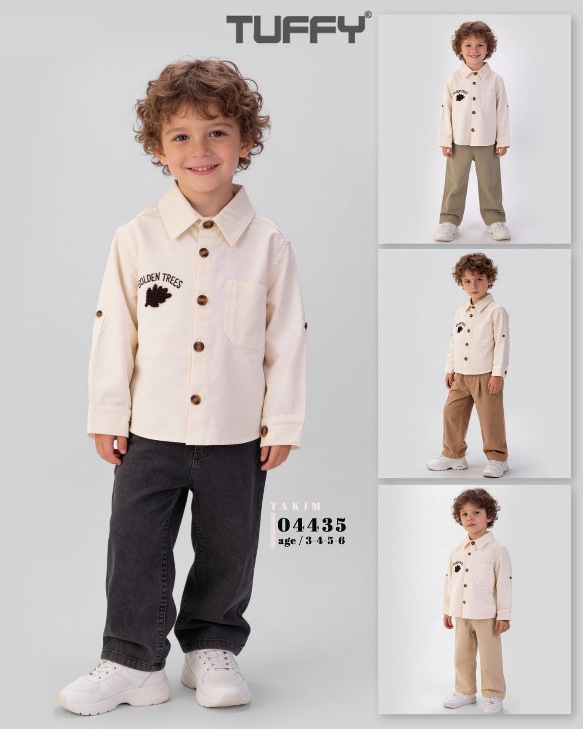 Ensemble Garçon TFB-04435 2/5 Ans – Chemise à Boutons et Pantalon Décontracté