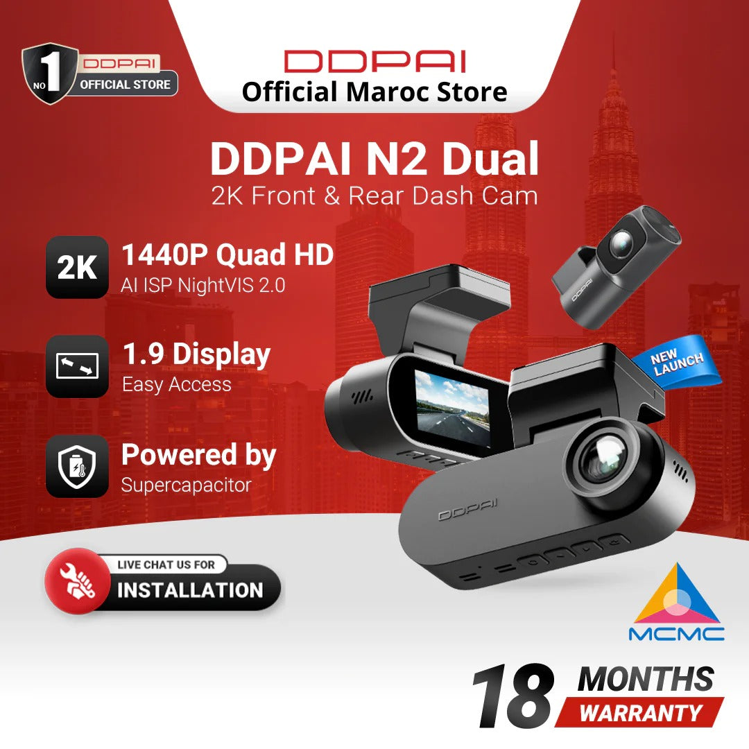 Ddpai N2 Dual  camera avant + arriere Sans kit