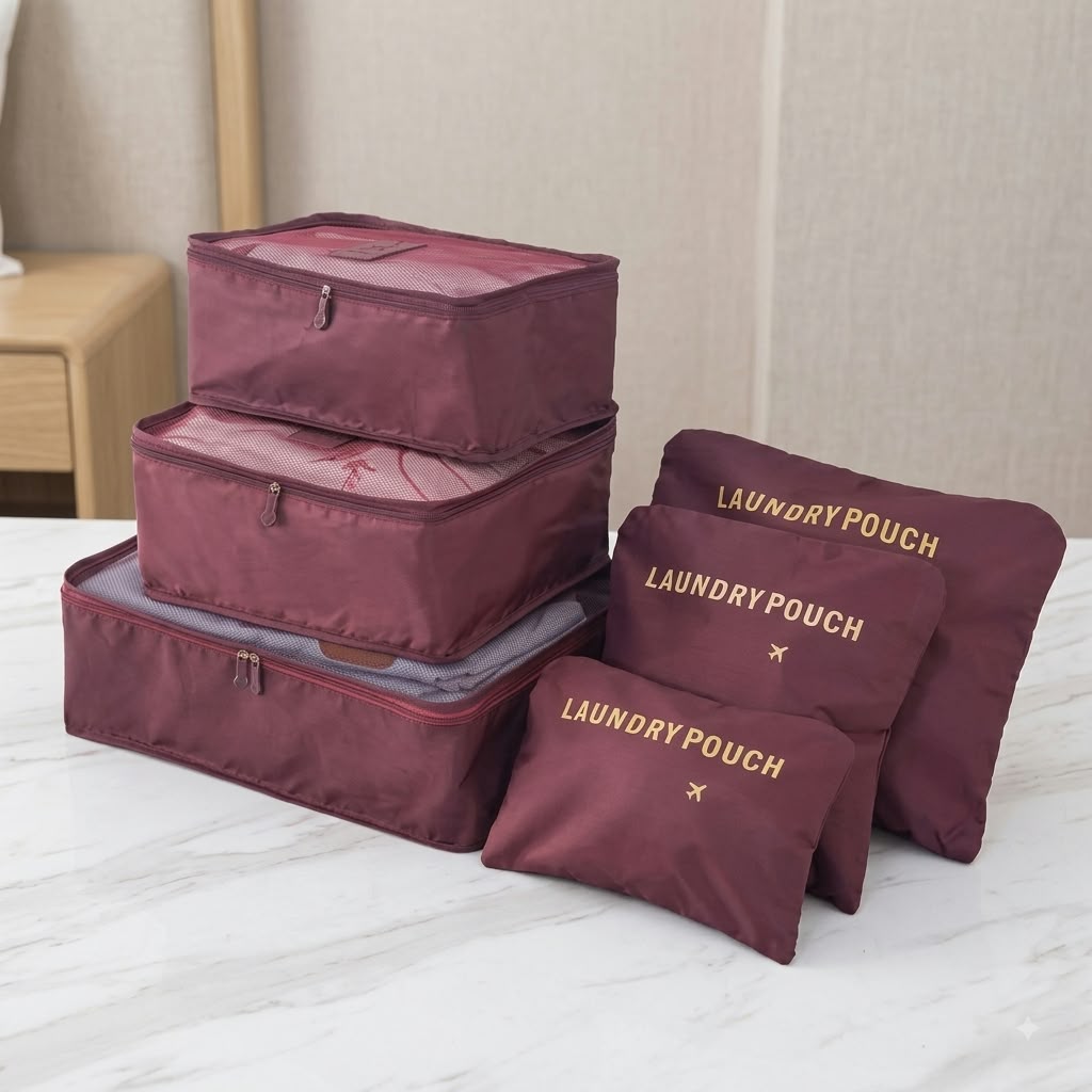 sacs de rangement et organisateurs de valise de voyage 3 cubes et 3 pouchettes