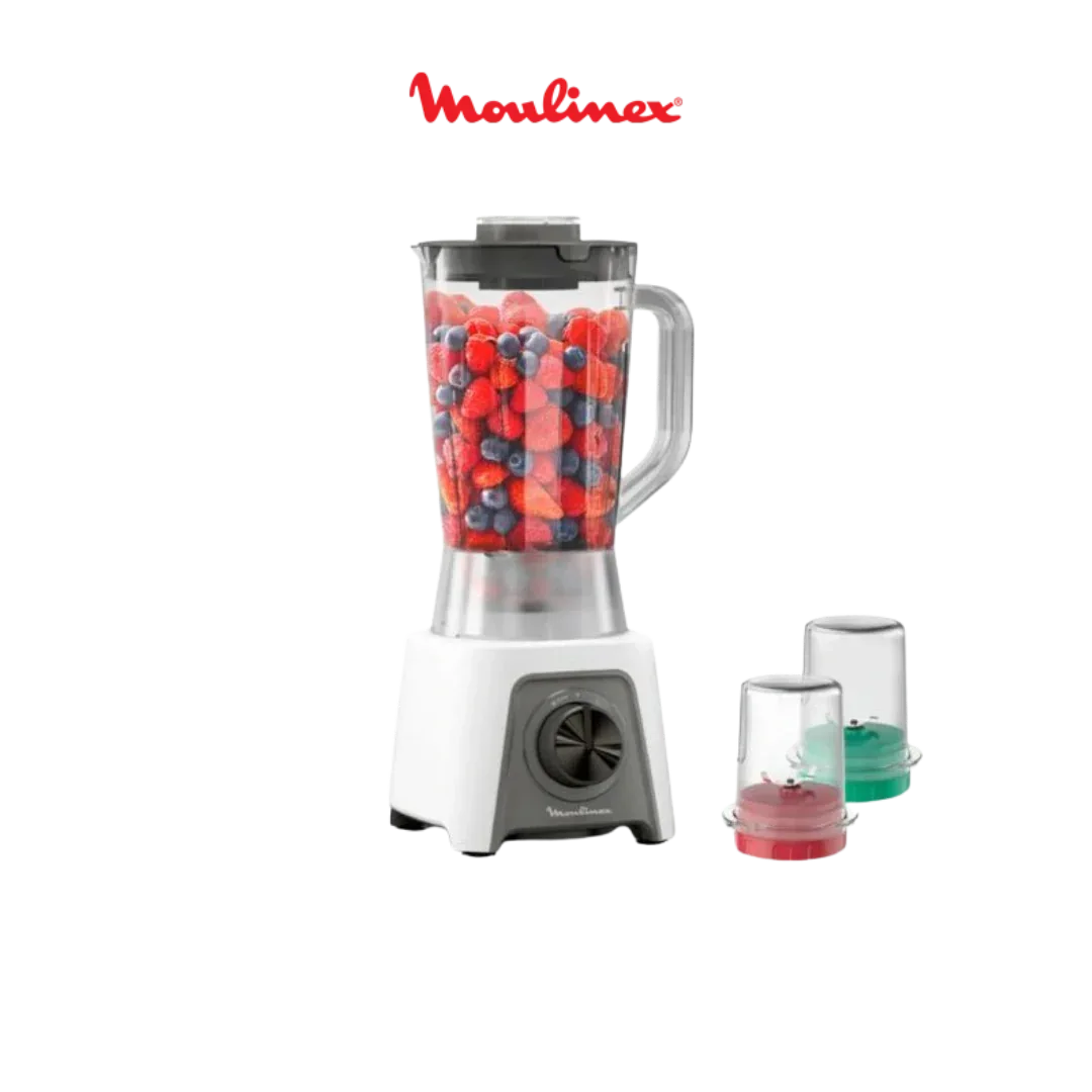 Moulinex Blender 450 W-1,25 L–2 Vitesses-Blanc & Gris-LM2C3110 - Justyol