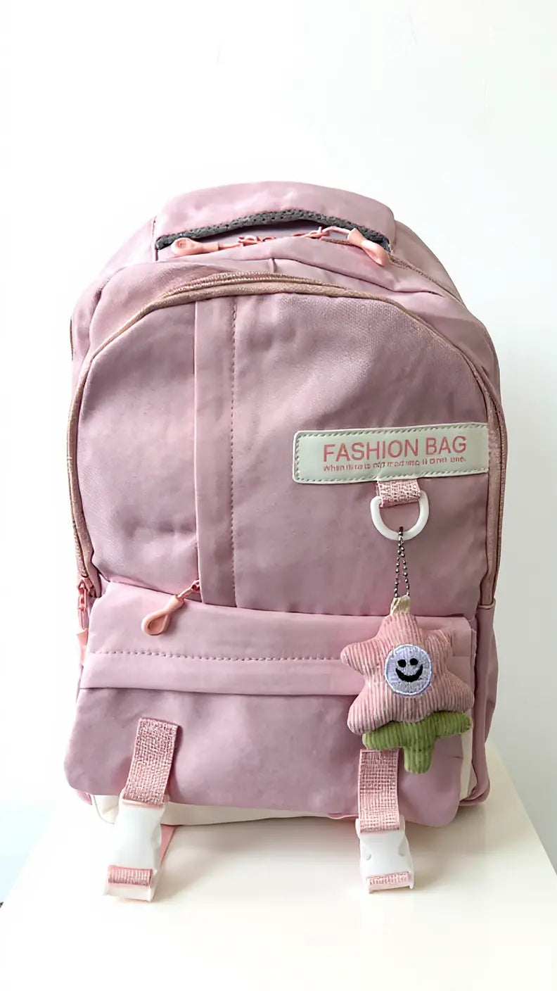 Sac à dos scolaire casual multicolore – orné d’un accessoire à l’avant Pour Elle