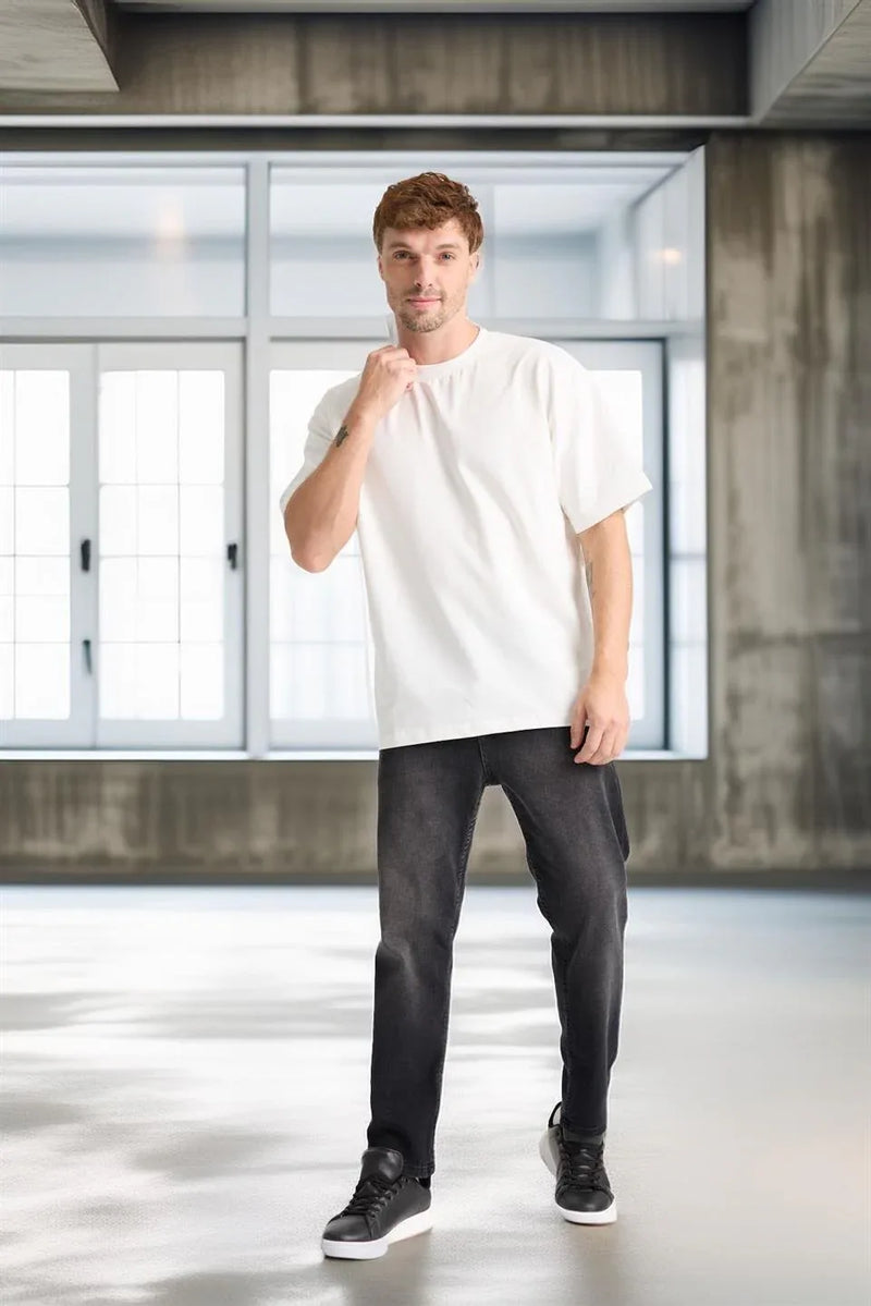 T-shirt homme oversize en coton col rond basique