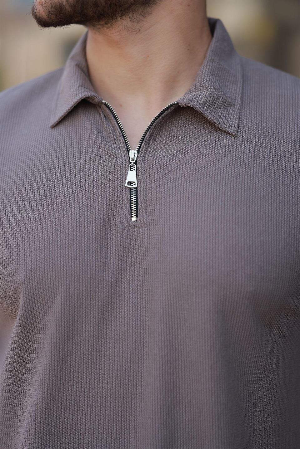 t‑shirt homme polo demi‑zip extensible - Justyol