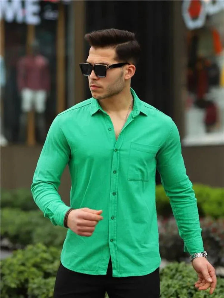 Chemise homme en tissu Şile avec poche poitrine - Justyol