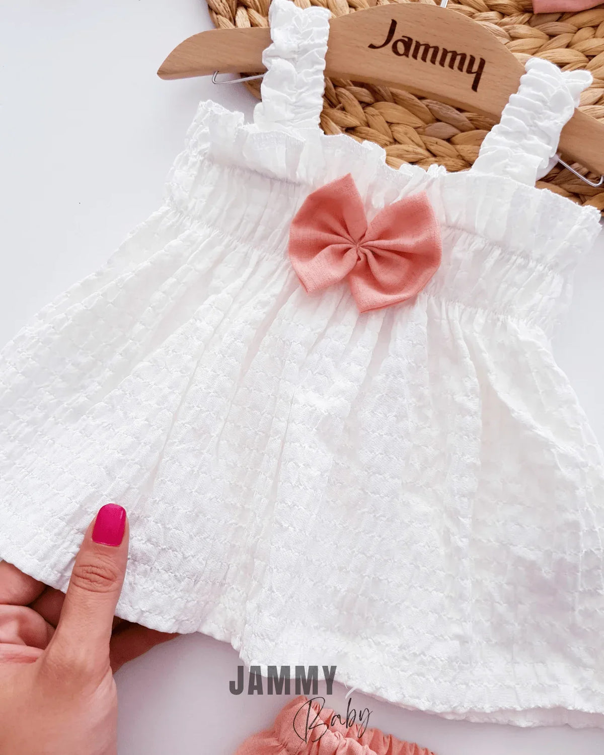 Ensemble bébé fille été robe et bloomer avec nœud - Justyol