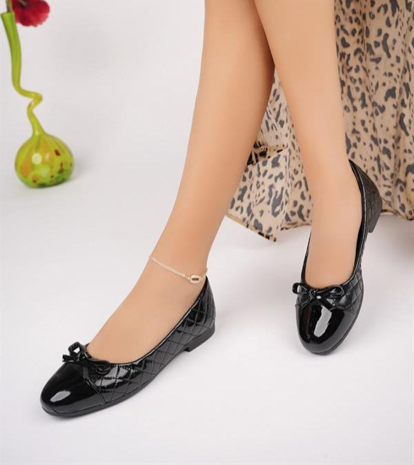 Ballerines Femme à Nœud & Motif Effet Serpent – Semelle Confort