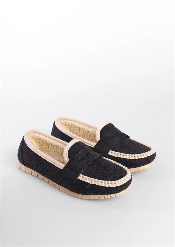 Ballerines Femme Noir Suédine Doublure Chaude