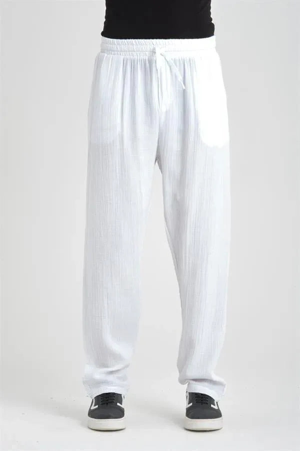 Pantalon homme baggy en mousseline coton léger