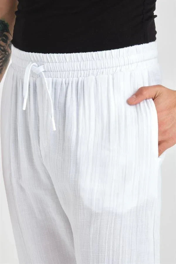 Pantalon homme baggy en mousseline coton léger