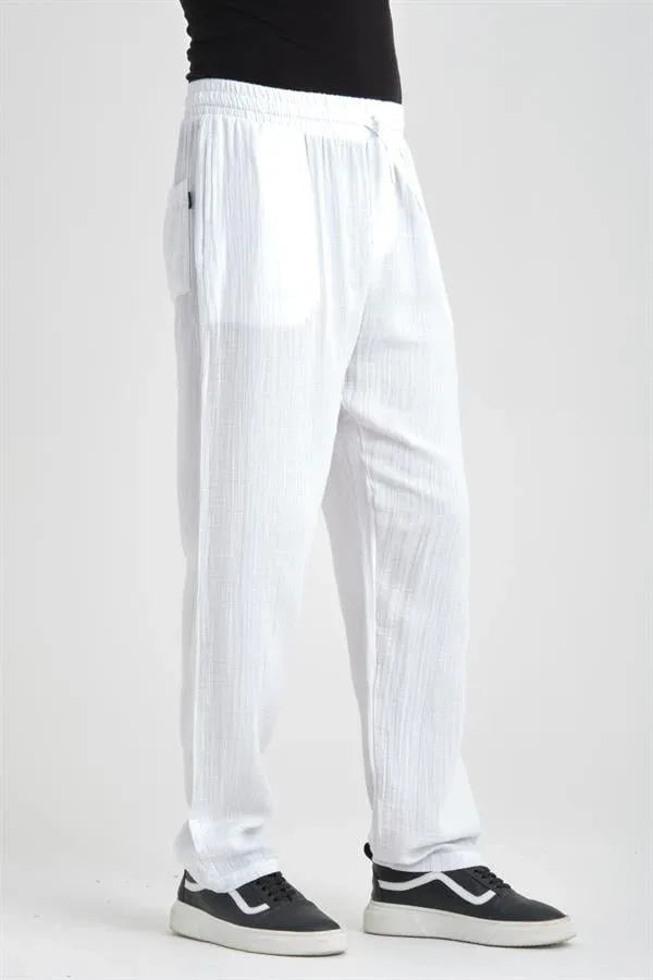 Pantalon homme baggy en mousseline coton léger