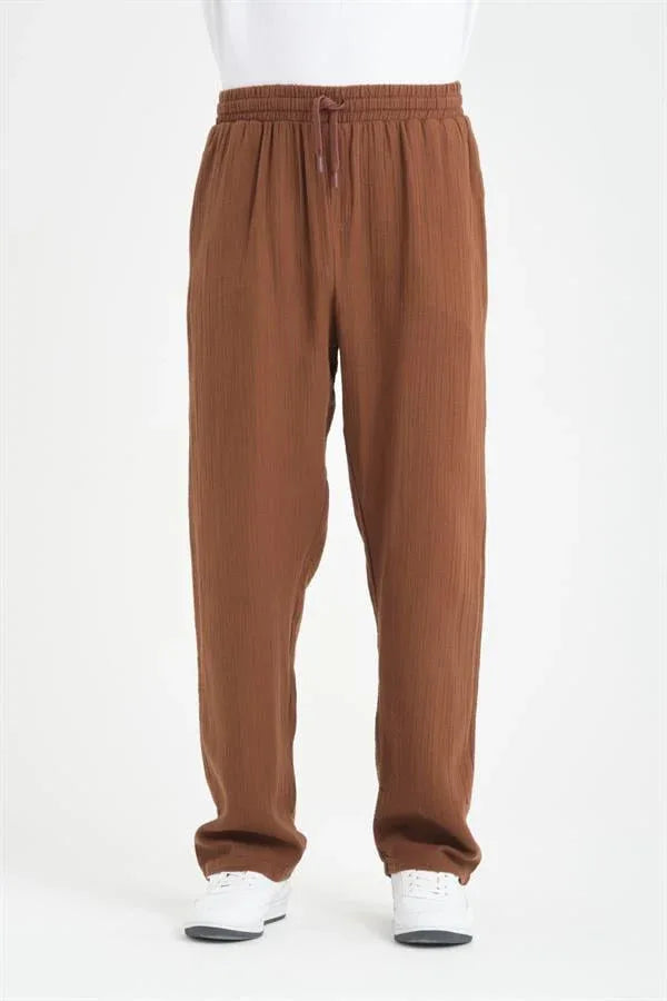 Pantalon homme baggy en mousseline coton léger