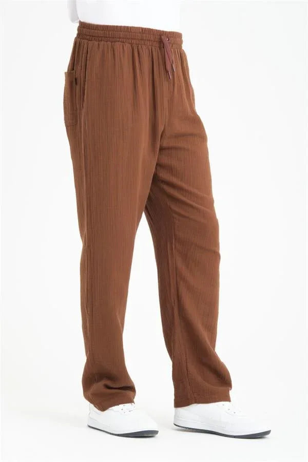 Pantalon homme baggy en mousseline coton léger