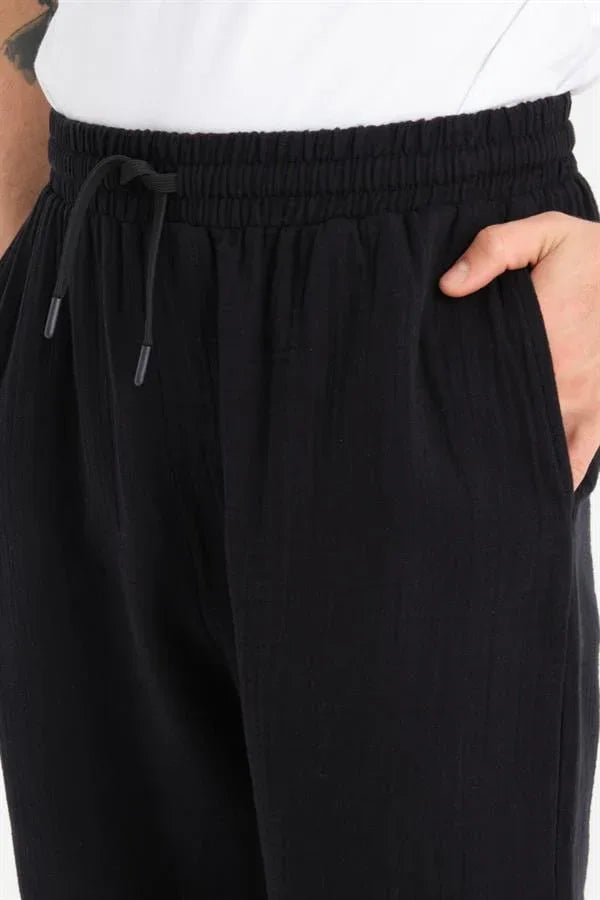 Pantalon homme baggy en mousseline coton léger