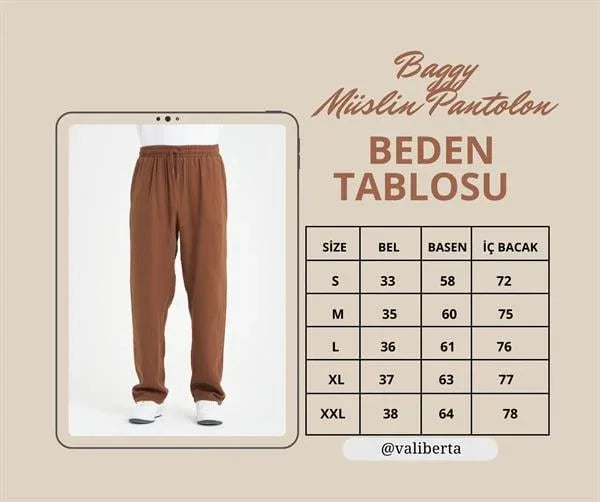Pantalon homme baggy en mousseline coton léger