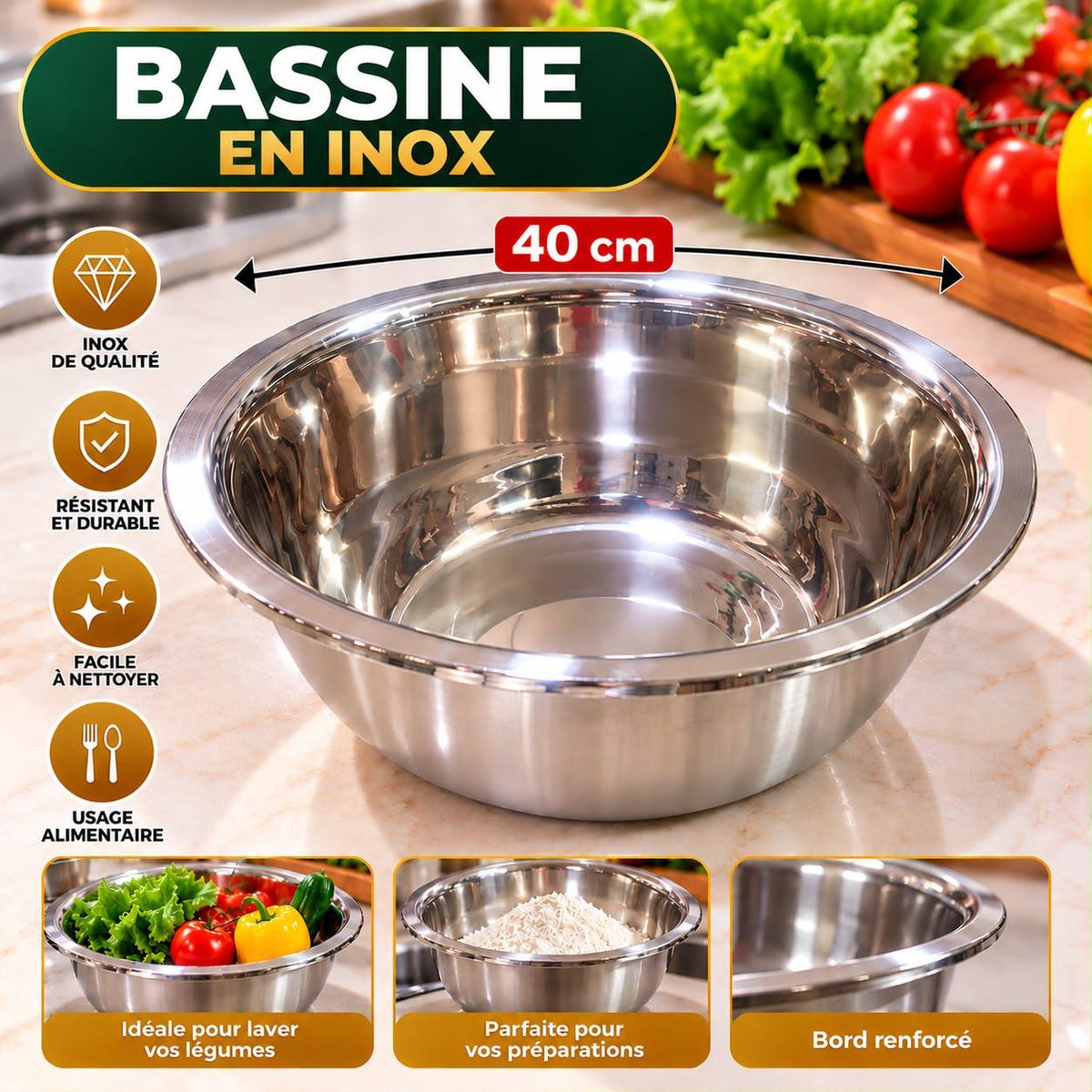 BASSINE INOX 40CM