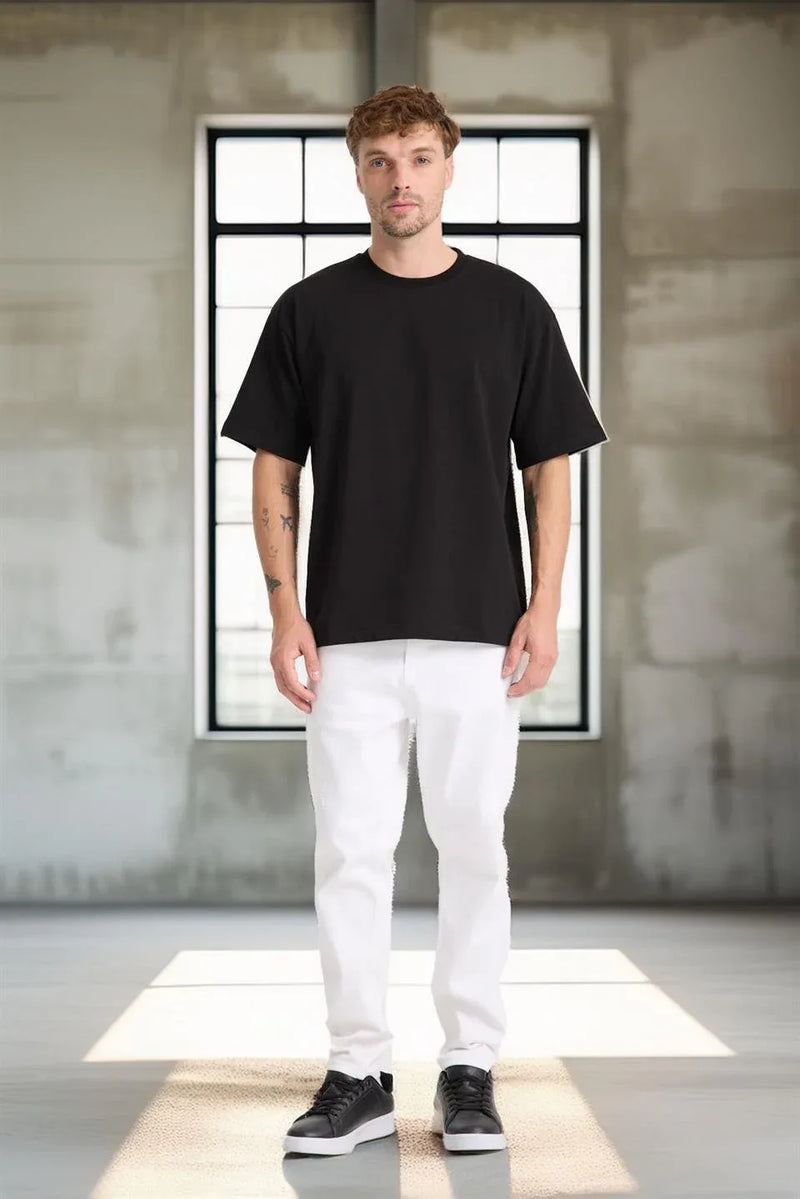 T-shirt homme oversize en coton col rond basique