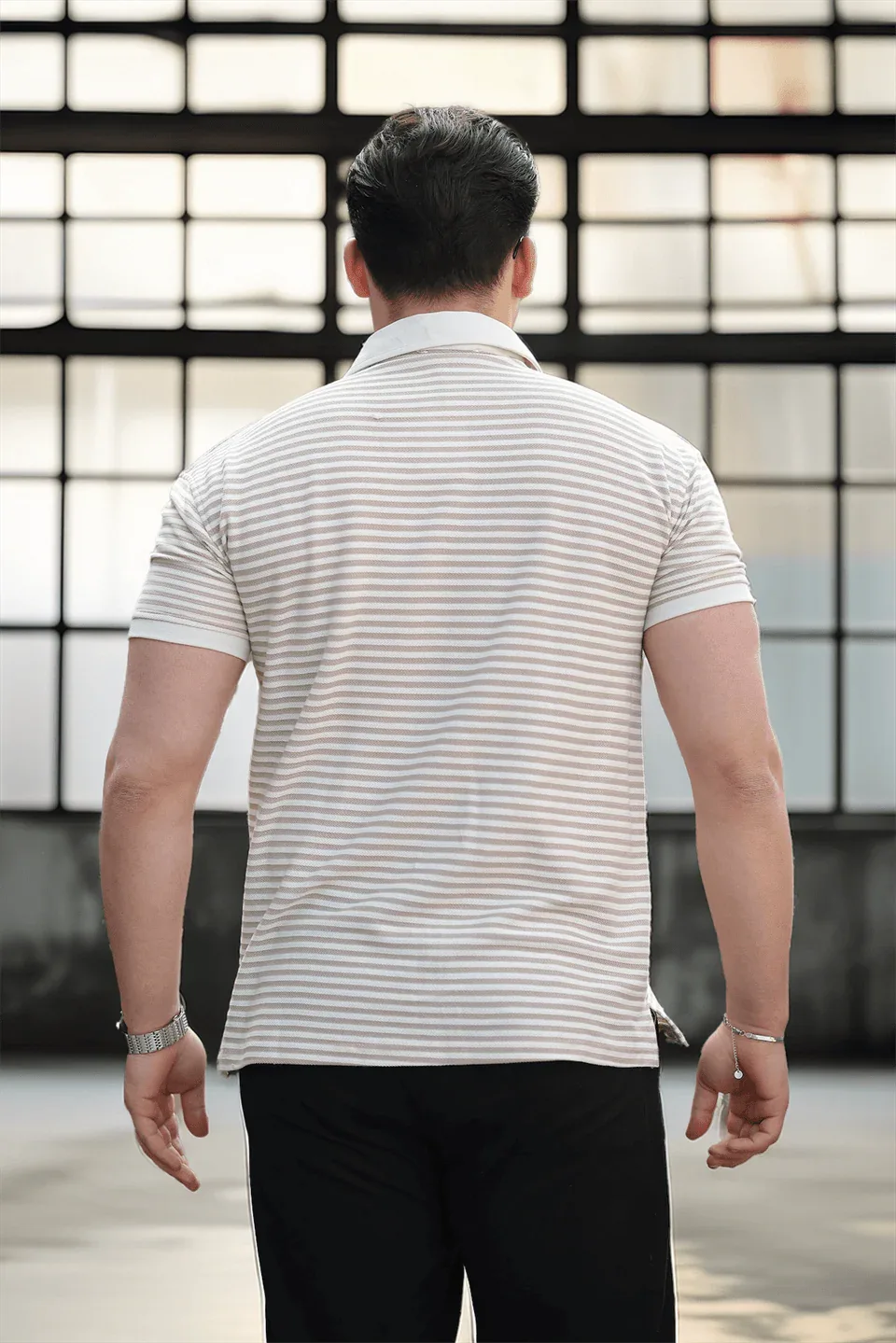 polo homme à rayures tricotées confortable - Justyol
