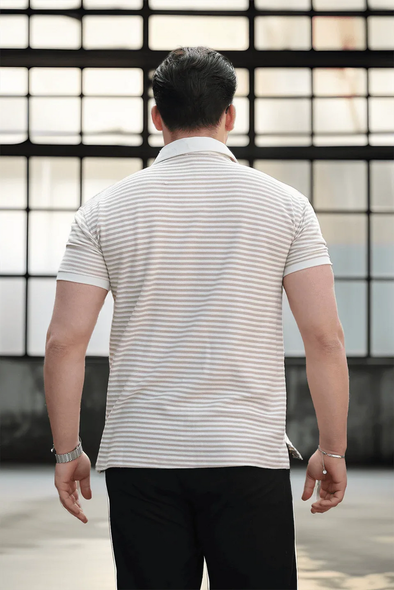 polo homme à rayures tricotées confortable