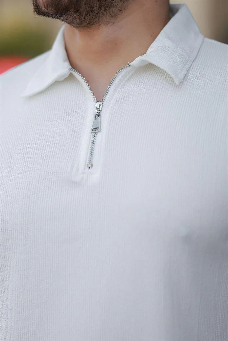 t‑shirt homme polo demi‑zip extensible - Justyol