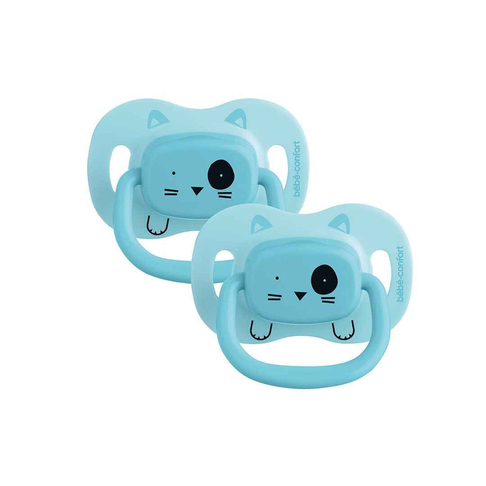 BB CONF SUCETTES REVERSIBLES 18/36 M SILICONE ANIMALS BLEU X2 7003