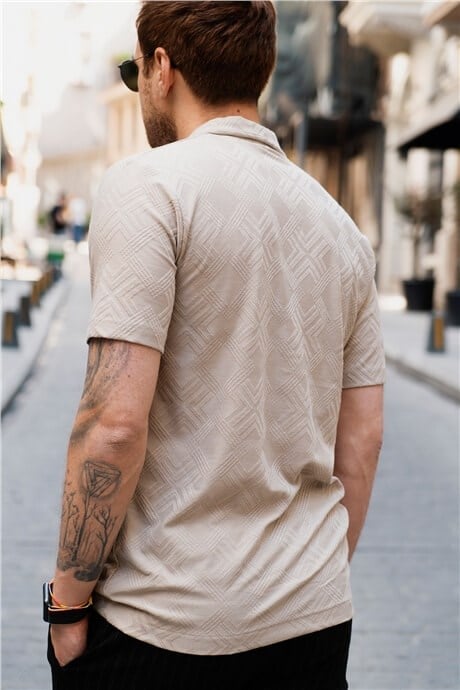 Chemise Homme Manches Courtes à Motif Jacquard – Coupe Relaxed