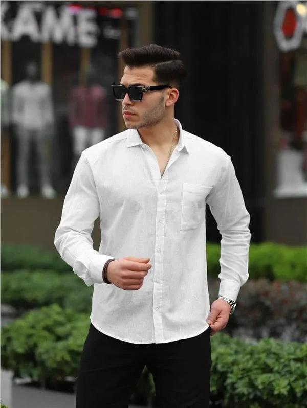 Chemise homme en tissu Şile avec poche poitrine - Justyol