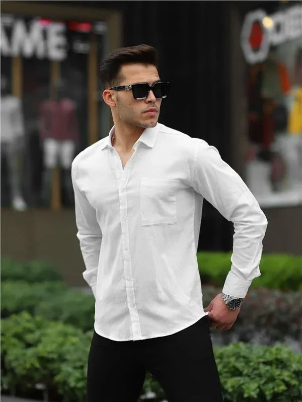 Chemise homme en tissu Şile avec poche poitrine - Justyol