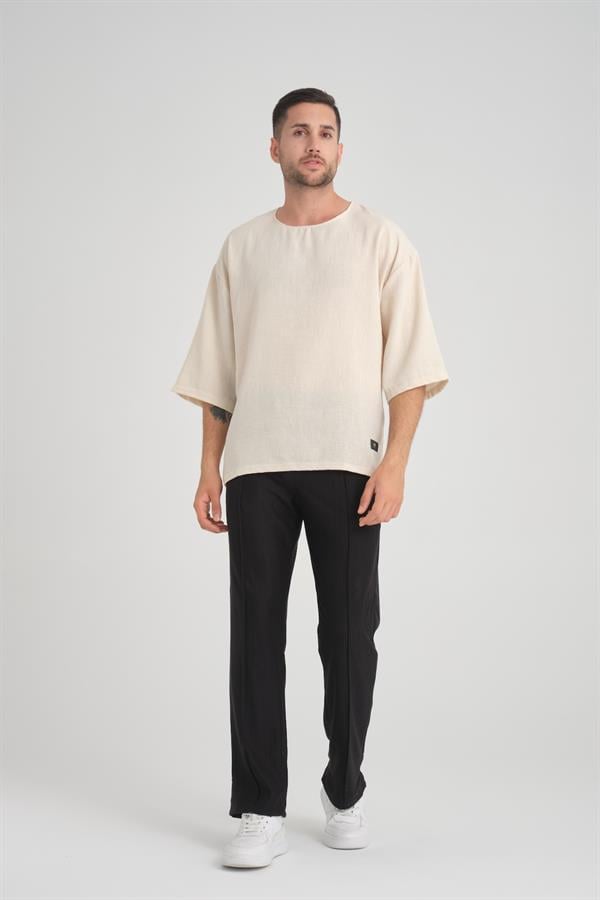 T-shirt Homme Oversize à Col Rond et Manches Amples