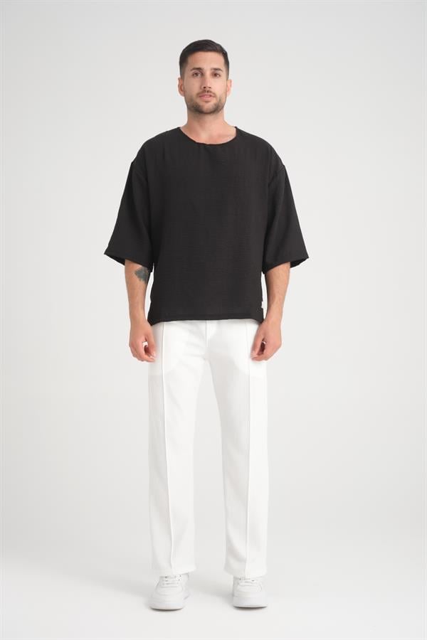 T-shirt Homme Oversize à Col Rond et Manches Amples