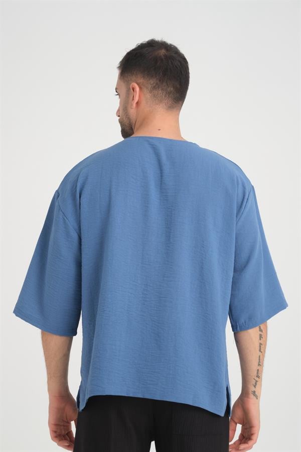 T-shirt Homme Oversize à Col Rond et Manches Amples