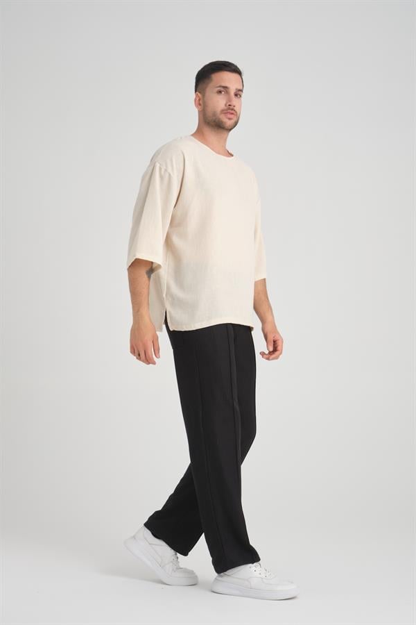 T-shirt Homme Oversize à Col Rond et Manches Amples