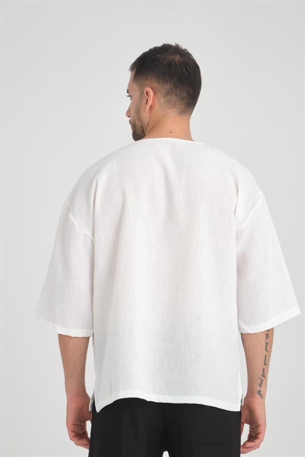 T-shirt Homme Oversize à Col Rond et Manches Amples