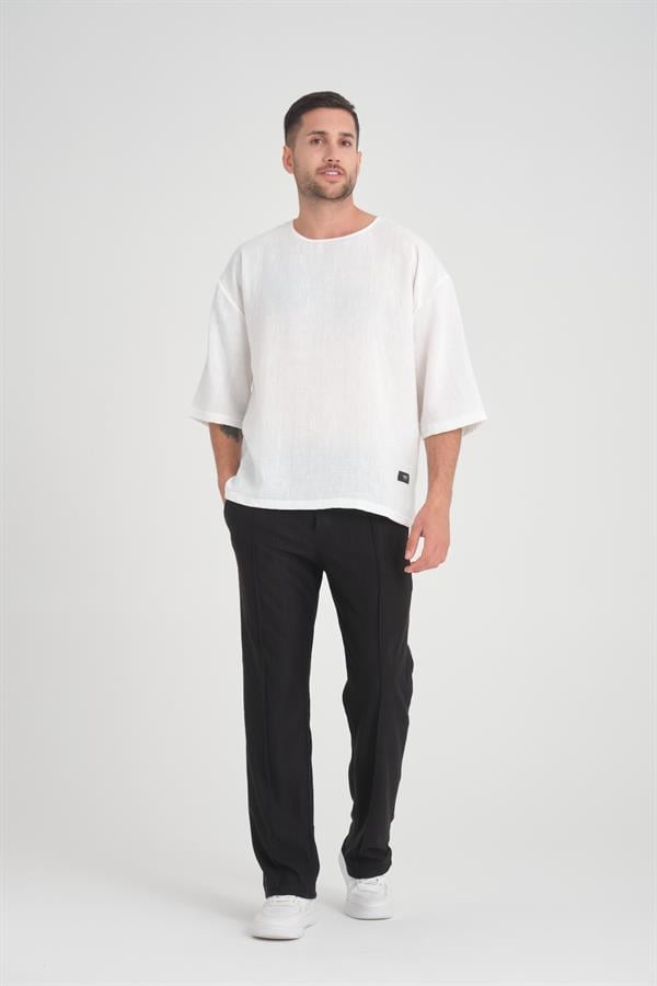 T-shirt Homme Oversize à Col Rond et Manches Amples