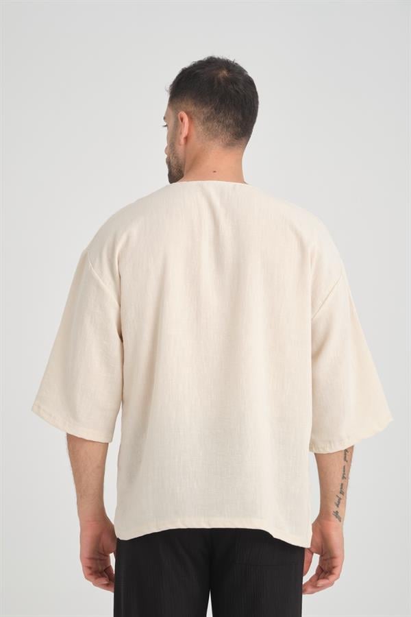 T-shirt Homme Oversize à Col Rond et Manches Amples
