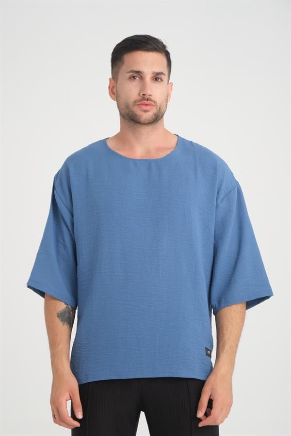 T-shirt Homme Oversize à Col Rond et Manches Amples