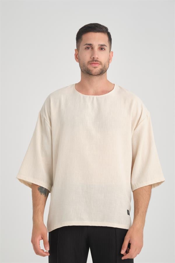 T-shirt Homme Oversize à Col Rond et Manches Amples
