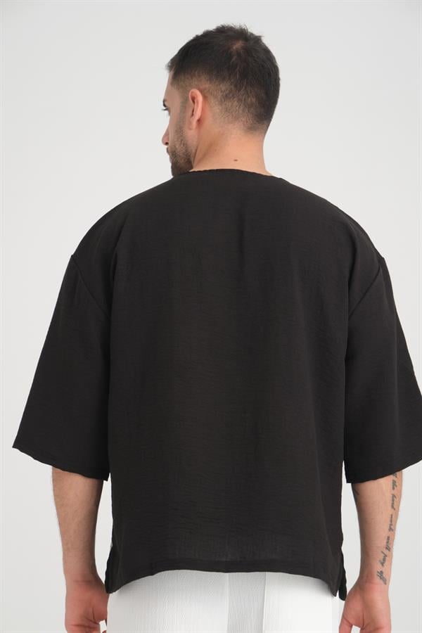T-shirt Homme Oversize à Col Rond et Manches Amples