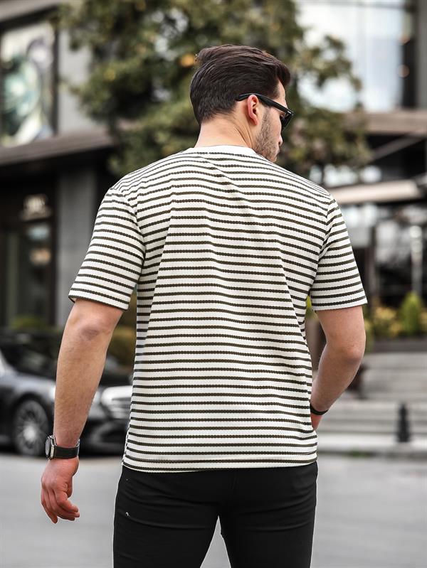 bisiklet yaka tek cepli çizgili t - Justyol